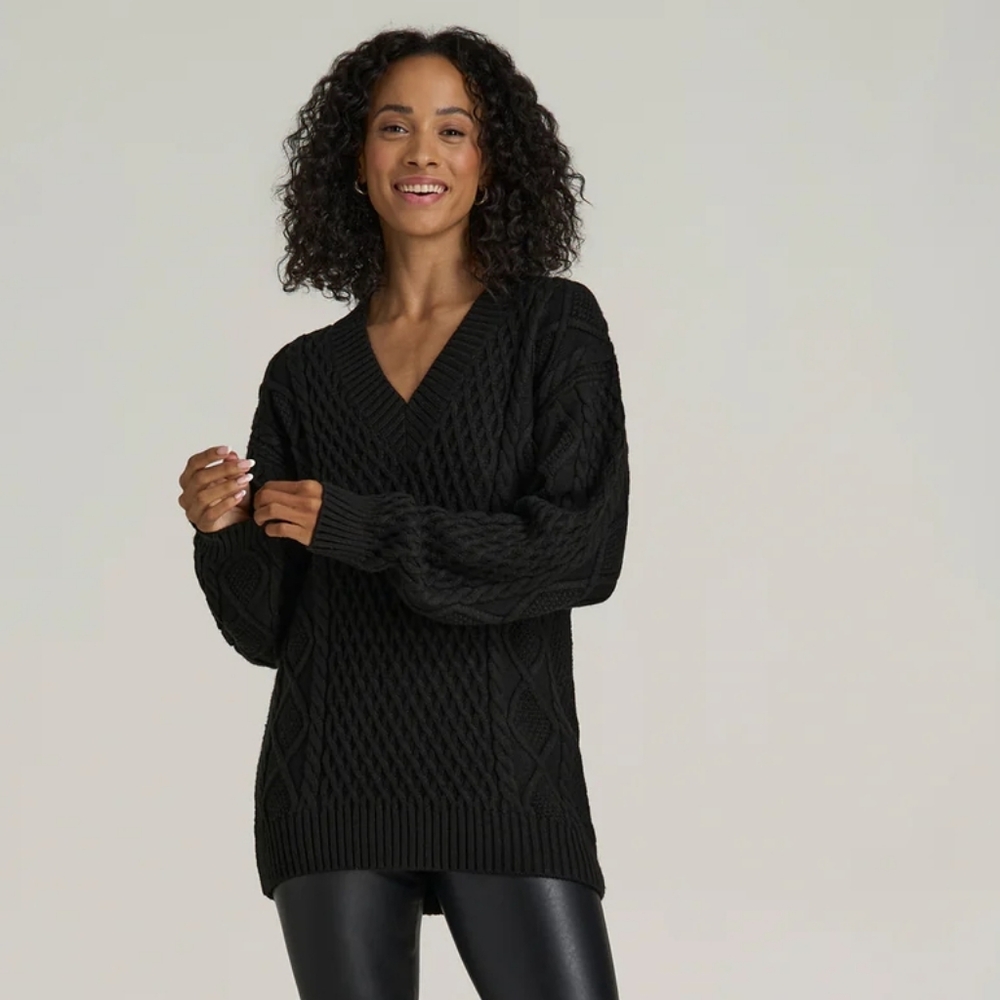 NWOT American Tall Cashmere And Wool Mix V-Neck Cable Knit Sweater